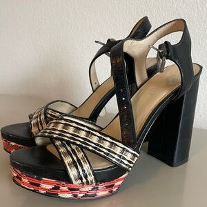 🇺🇸 Nine West Block Heels with Woven Pattern